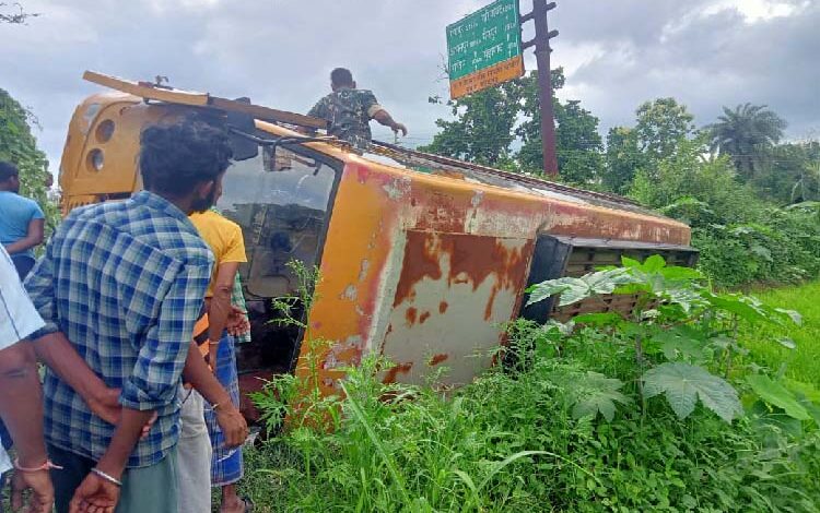 The school bus overturned
