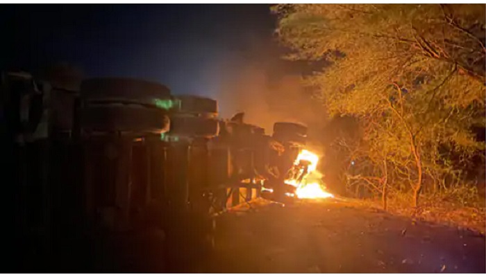 car trailer fire Chhattisgarh :