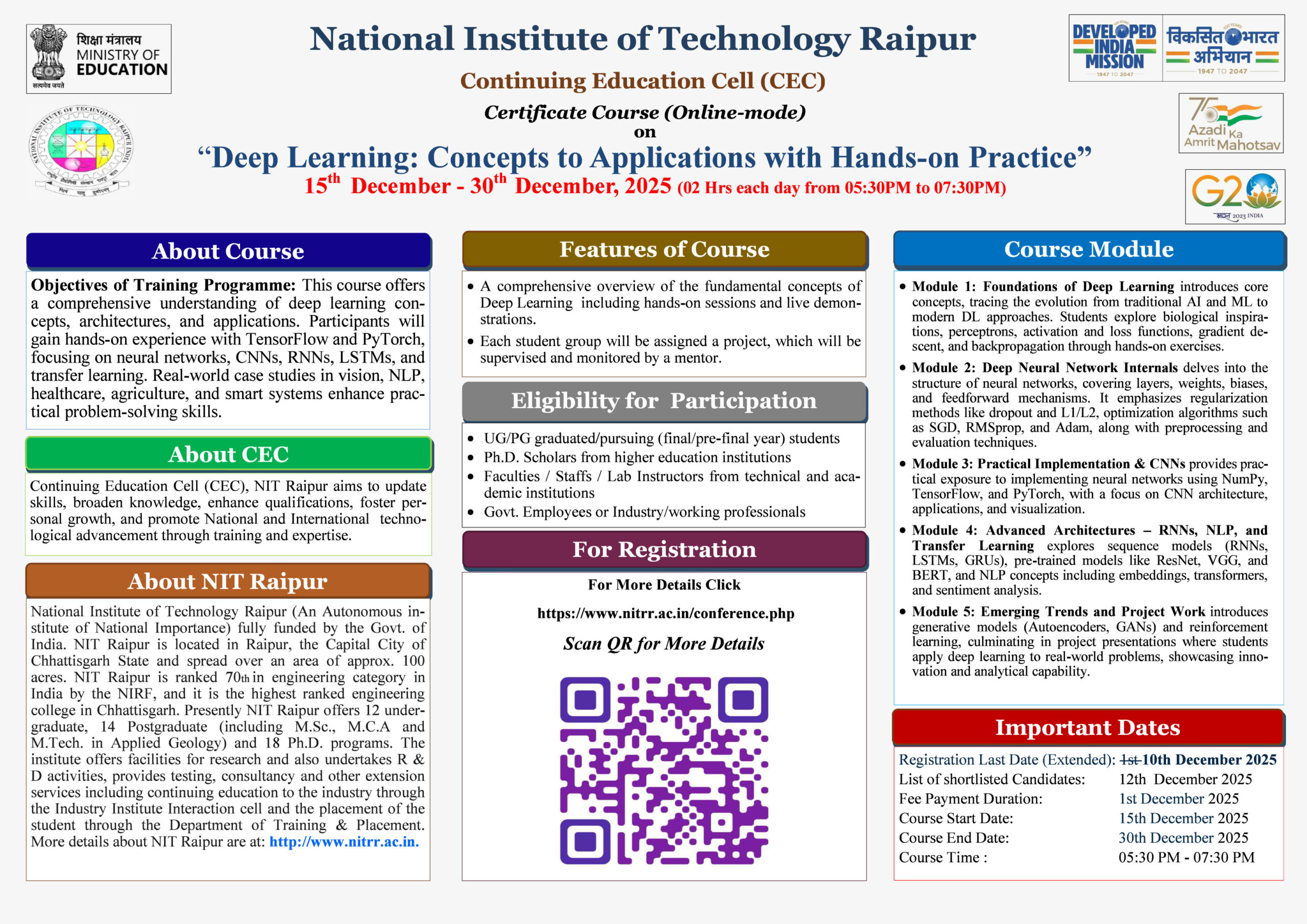 Online Certification Course at NIT Raipur