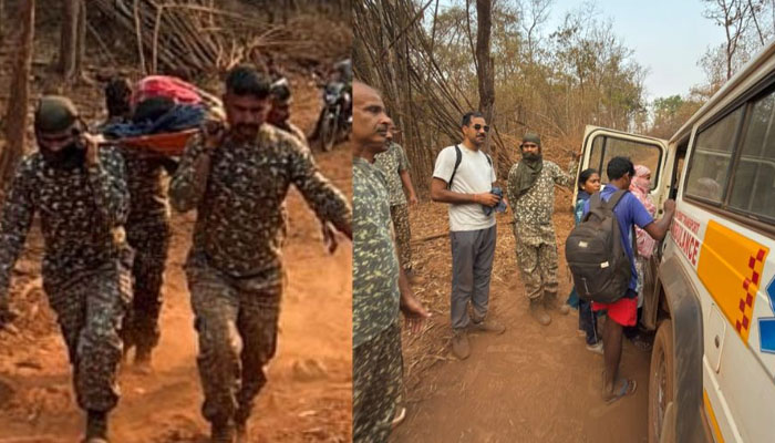 गर्भवती को एंबुलेंस तक पहुंचाया